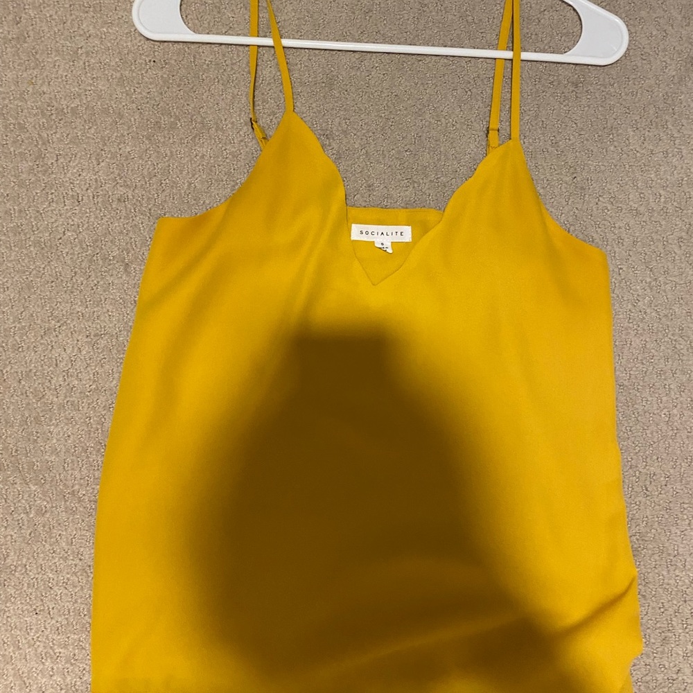 Gold socialite tank top scallop edge